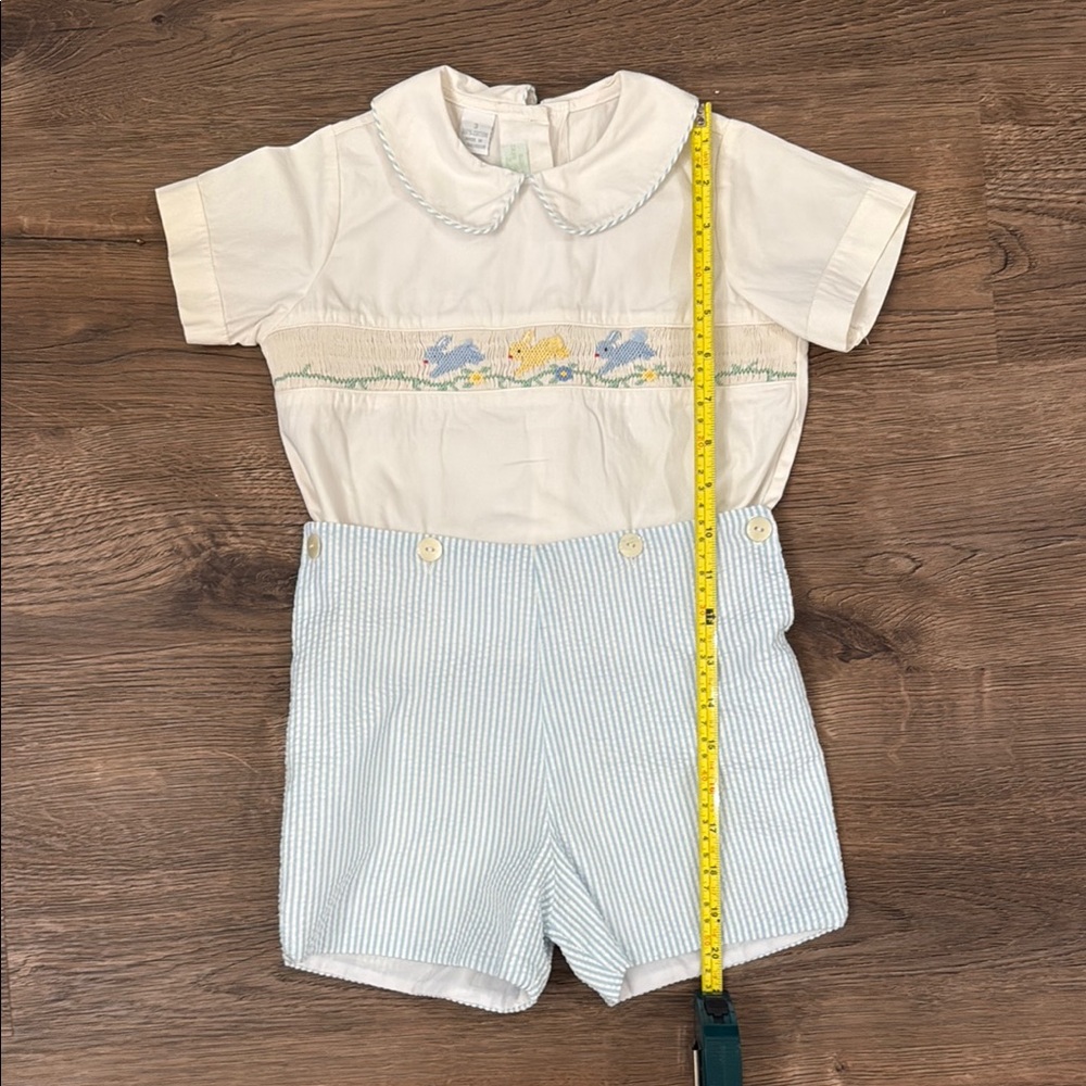 Classic Cream and Blue Striped Kids Romper